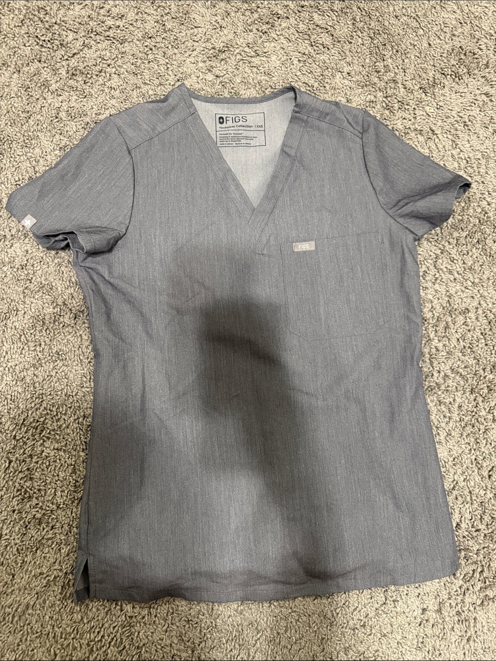Figs Grey V-Neck Scrub Top PO#1659